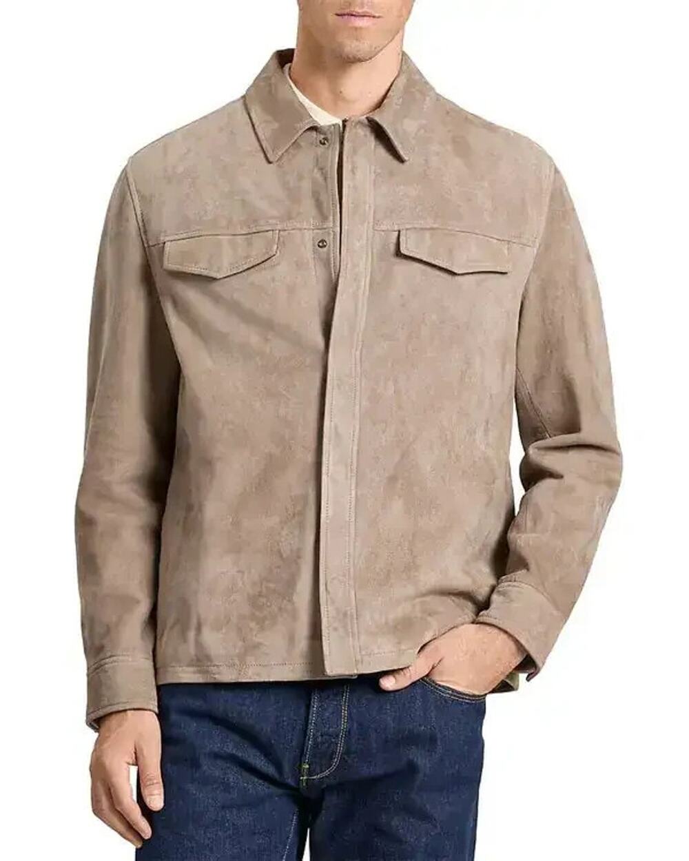 Ted Baker London wilbur suede shirt jacket taupe size Small NWT